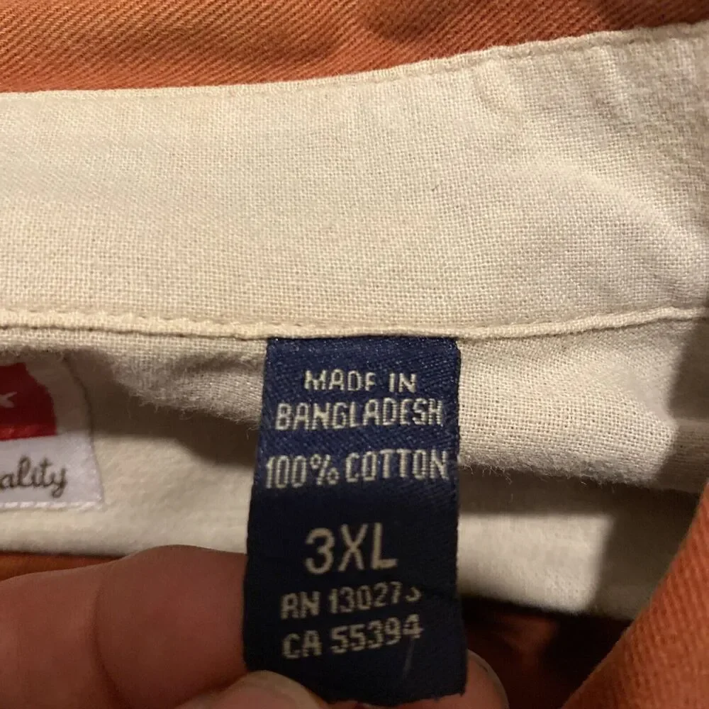 Wrangler Western Mens Button Down Shirt 3XL Terra Cotta/Red Long Sleeve Cotton - Picture 3 of 16